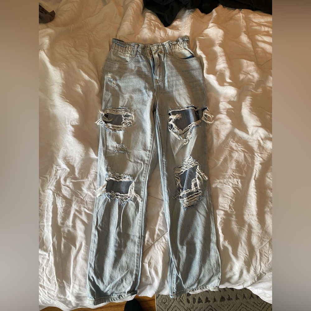 Worn Once - ripped high waisted jeans
